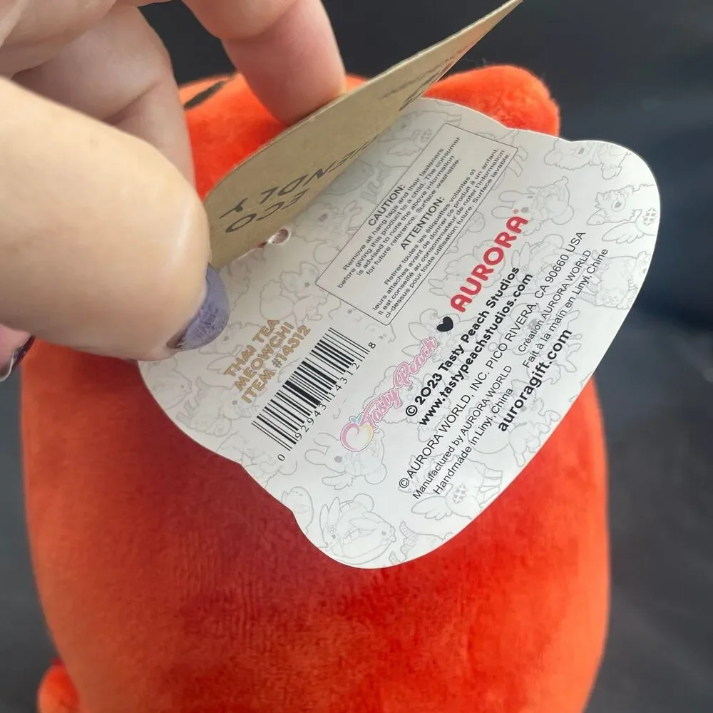 Meowchi Plush #14312 Thai Tea Plushie Tasty Peach Studios Aurora Stuffed Cat Toy